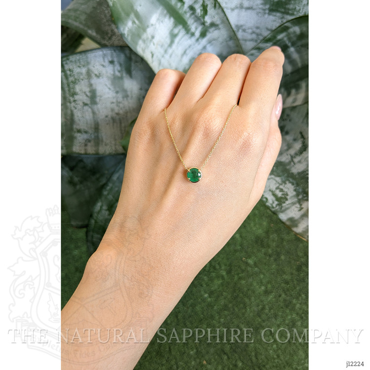 0.78 Ct. Emerald Bezel Necklace, 14K Yellow Gold