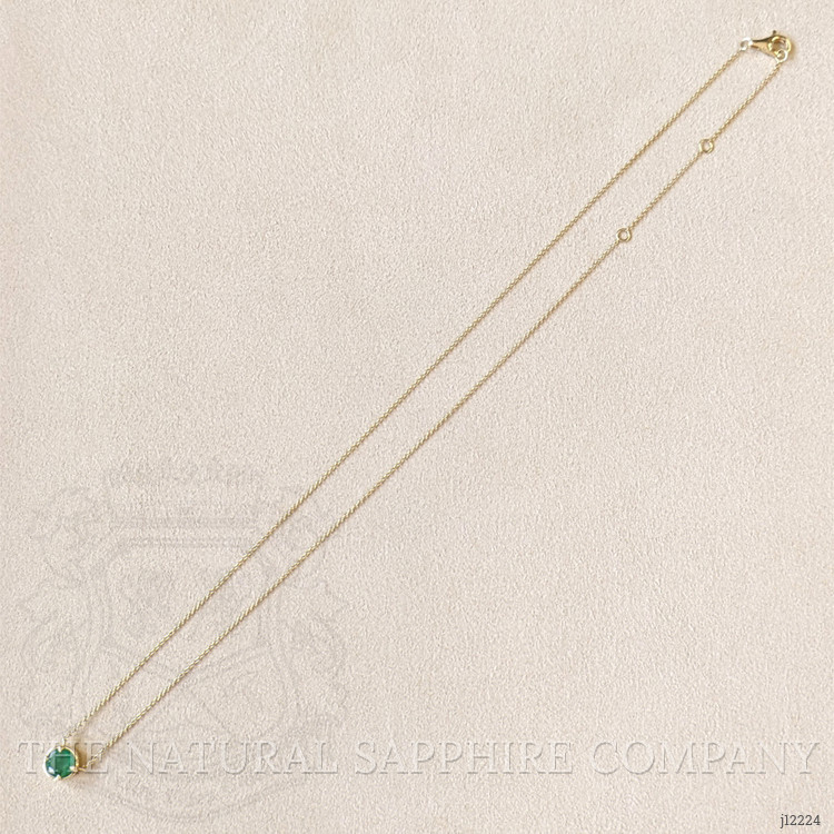 0.78 Ct. Emerald Bezel Necklace, 14K Yellow Gold