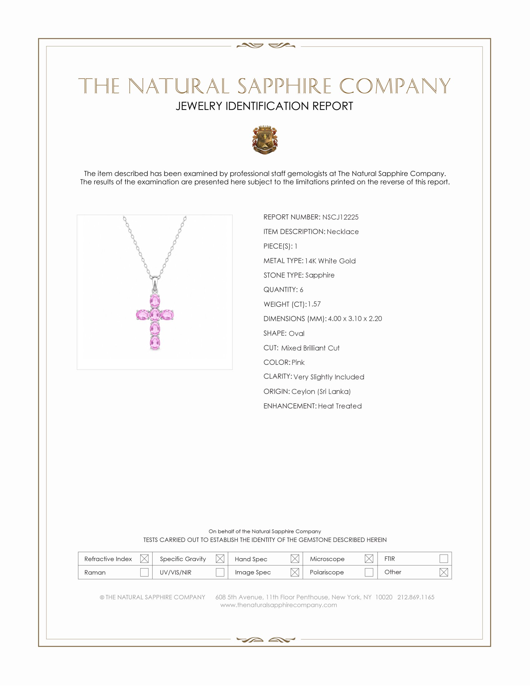1.57 Ct. Pink Sapphire Religious Necklace, 14K White Gold