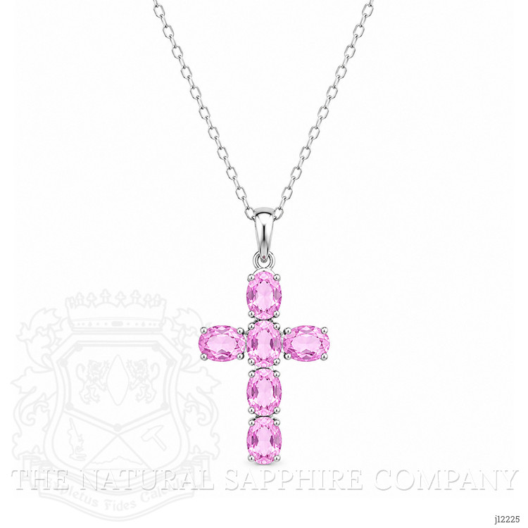 1.57 Ct. Pink Sapphire Religious Necklace, 14K White Gold