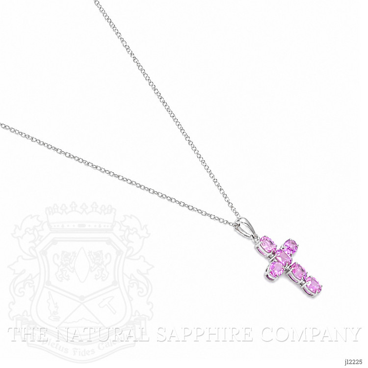 1.57 Ct. Pink Sapphire Religious Necklace, 14K White Gold