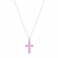 1.57 Ct. Pink Sapphire Religious Necklace, 14K White Gold Image