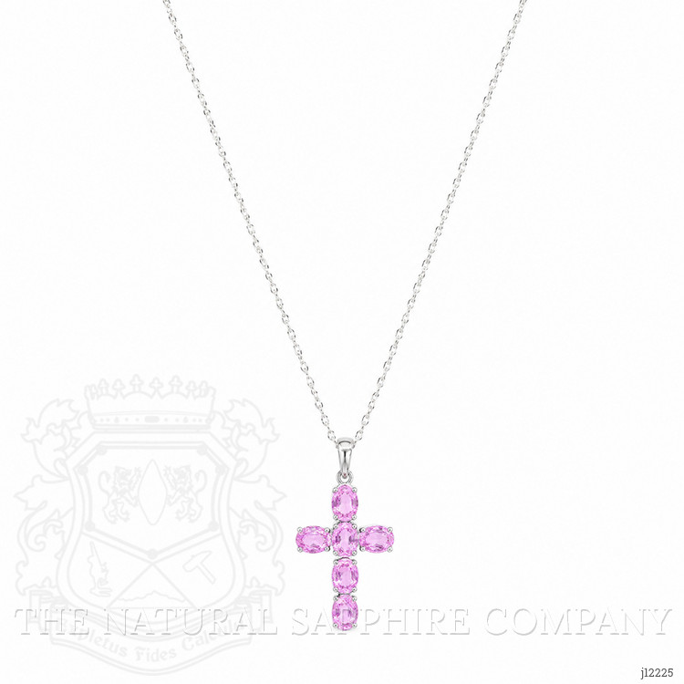 1.57 Ct. Pink Sapphire Religious Necklace, 14K White Gold