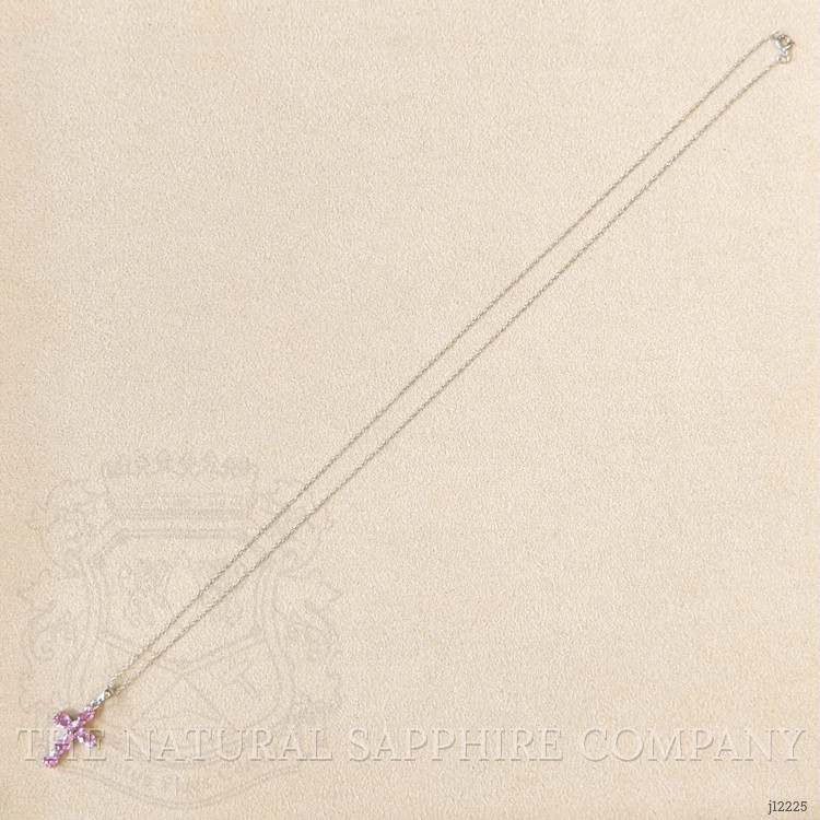 1.57 Ct. Pink Sapphire Religious Necklace, 14K White Gold