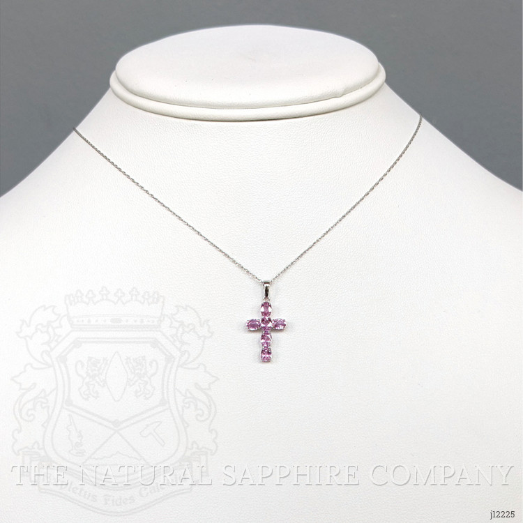 1.57 Ct. Pink Sapphire Religious Necklace, 14K White Gold