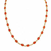 21.50 Ct. Orange Carnelian Bezel Necklace, 22K Gold Plated Silver Image