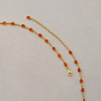 21.50 Ct. Orange Carnelian Bezel Necklace, 22K Gold Plated Silver Image