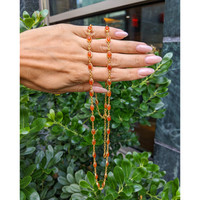 21.50 Ct. Orange Carnelian Bezel Necklace, 22K Gold Plated Silver Life Style