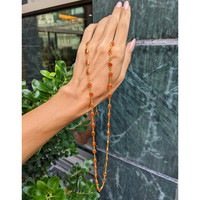 21.50 Ct. Orange Carnelian Bezel Necklace, 22K Gold Plated Silver Life Style