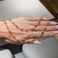 21.50 Ct. Orange Carnelian Bezel Necklace, 22K Gold Plated Silver Life Style