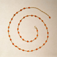 21.50 Ct. Orange Carnelian Bezel Necklace, 22K Gold Plated Silver Life Style