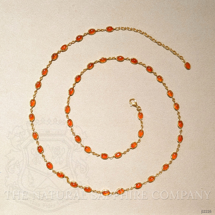 21.50 Ct. Orange Carnelian Bezel Necklace, 22K Gold Plated Silver