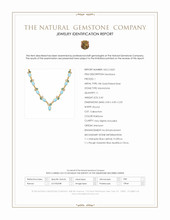 13.20 Ct. Blue Larimar, Greenish Blue Apatite and Rainbow Moonstone Bezel Necklace, 18K Gold Plated Silver Scan Report