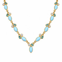 15.62 Ct.Tw. Moonstone and Larimar 18K Gold Plated Silver necklace