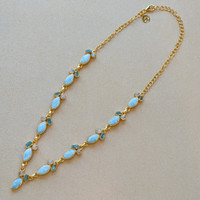 15.62 Ct.Tw.Total Carat Weight Blue Larimar, Rainbow Moonstone and Greenish Blue Apatite Bezel Necklace, 18K Gold Plated Silver Image