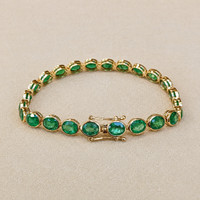 13.86&nbsp;Ct.Tw.Total Carat Weight Emerald Bezel Bracelet, 14K Yellow Gold Image