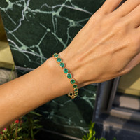 13.86 Ct.Tw.Total Carat Weight Emerald Bezel Bracelet, 14K Yellow Gold Life Style