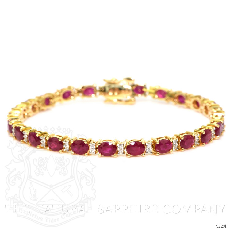 9.60 Ct.Tw. Ruby and Natural Diamond Tennis/Line Bracelet, 14K Yellow Gold