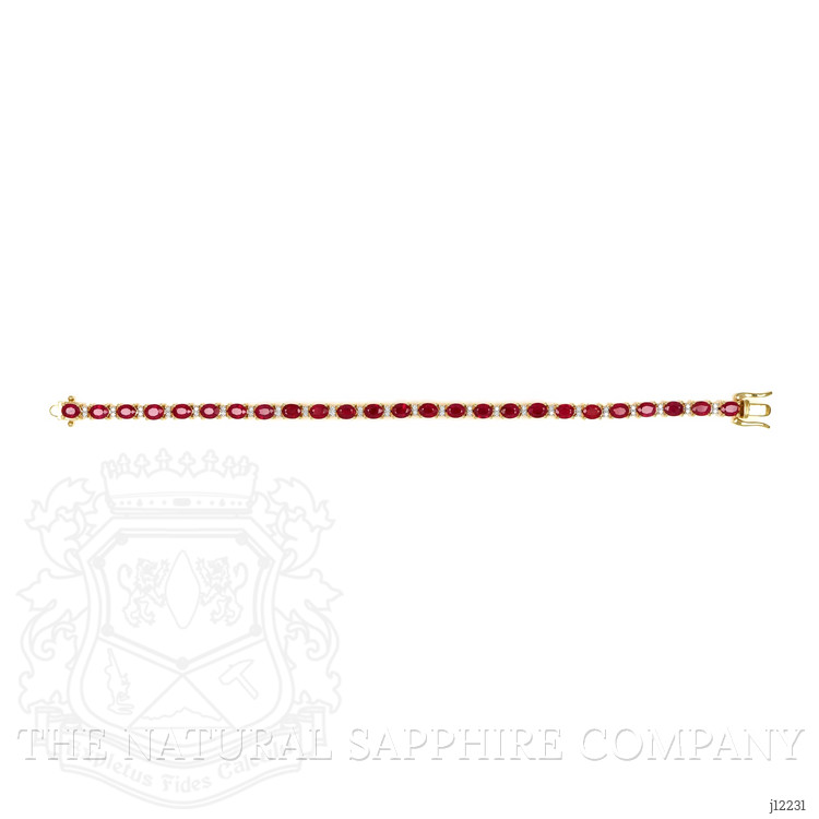 9.60 Ct.Tw. Ruby and Natural Diamond Tennis/Line Bracelet, 14K Yellow Gold