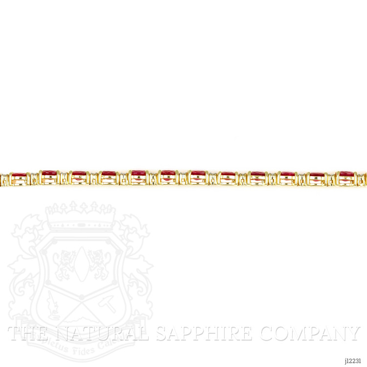 9.60 Ct.Tw. Ruby and Natural Diamond Tennis/Line Bracelet, 14K Yellow Gold