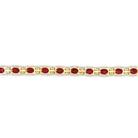 9.60&nbsp;Ct.Tw.Total Carat Weight Ruby and Natural Diamond Tennis/Line Bracelet, 14K Yellow Gold Image