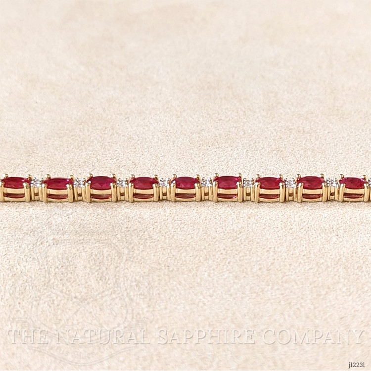 9.60 Ct.Tw. Ruby and Natural Diamond Tennis/Line Bracelet, 14K Yellow Gold