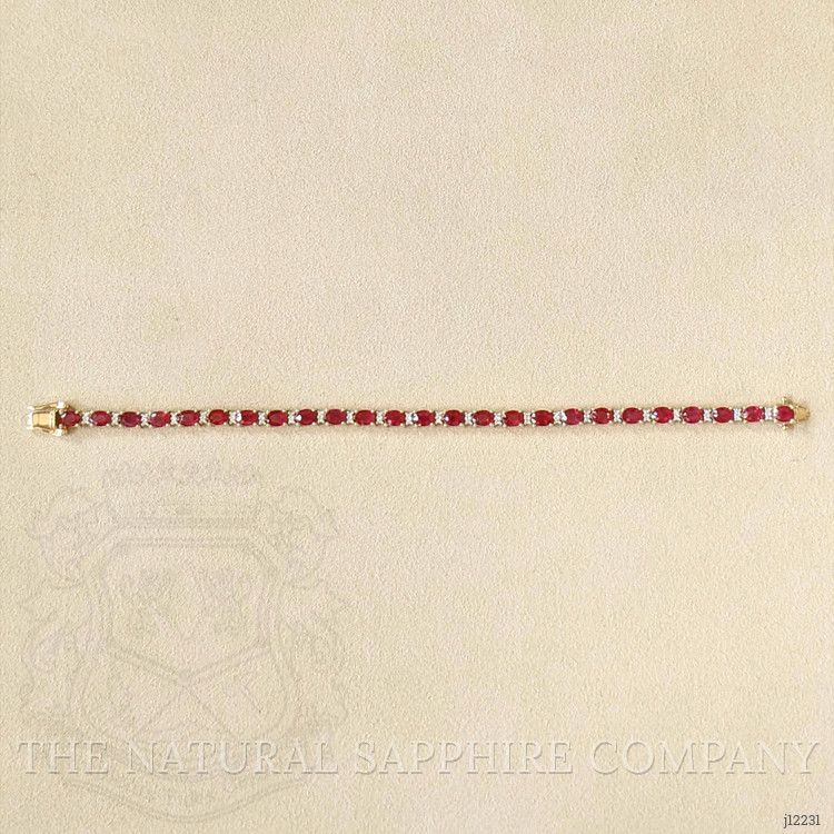 9.60 Ct.Tw. Ruby and Natural Diamond Tennis/Line Bracelet, 14K Yellow Gold