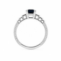2.57 Ct. Blue Sapphire and Natural Diamond Antique Style Ring, Platinum 950 Image