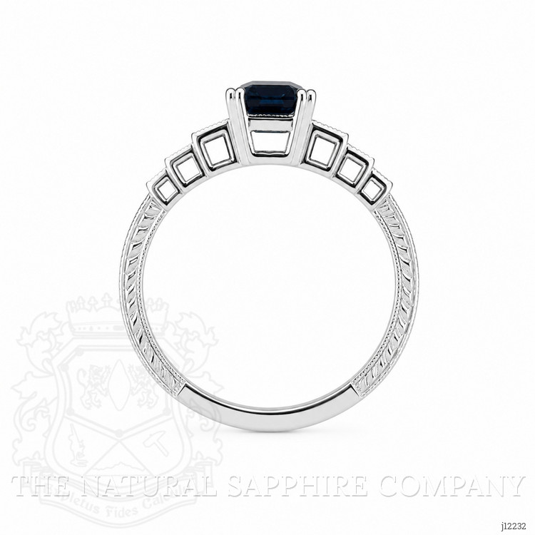 2.57 Ct. Blue Sapphire and Natural Diamond Antique Style Ring, Platinum 950