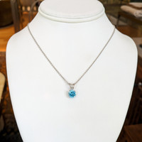 3.38 Ct. Blue Zircon Solitaire Pendant, 14K White Gold Image