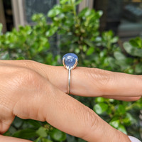 7.19 Ct. Blue Sapphire Solitaire Ring, Silver Life Style
