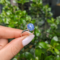 7.19 Ct. Blue Sapphire Solitaire Ring, Silver Life Style