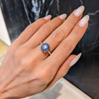 7.19 Ct. Blue Sapphire Solitaire Ring, Silver Life Style