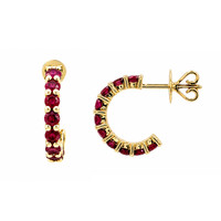 2.30 Ct.Tw.Total Carat Weight Pinkish Red Ruby Hoops Earrings, 14K Yellow Gold Image