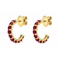 2.30 Ct.Tw.Total Carat Weight Pinkish Red Ruby Hoops Earrings, 14K Yellow Gold Image