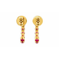 2.30 Ct.Tw.Total Carat Weight Pinkish Red Ruby Hoops Earrings, 14K Yellow Gold Image