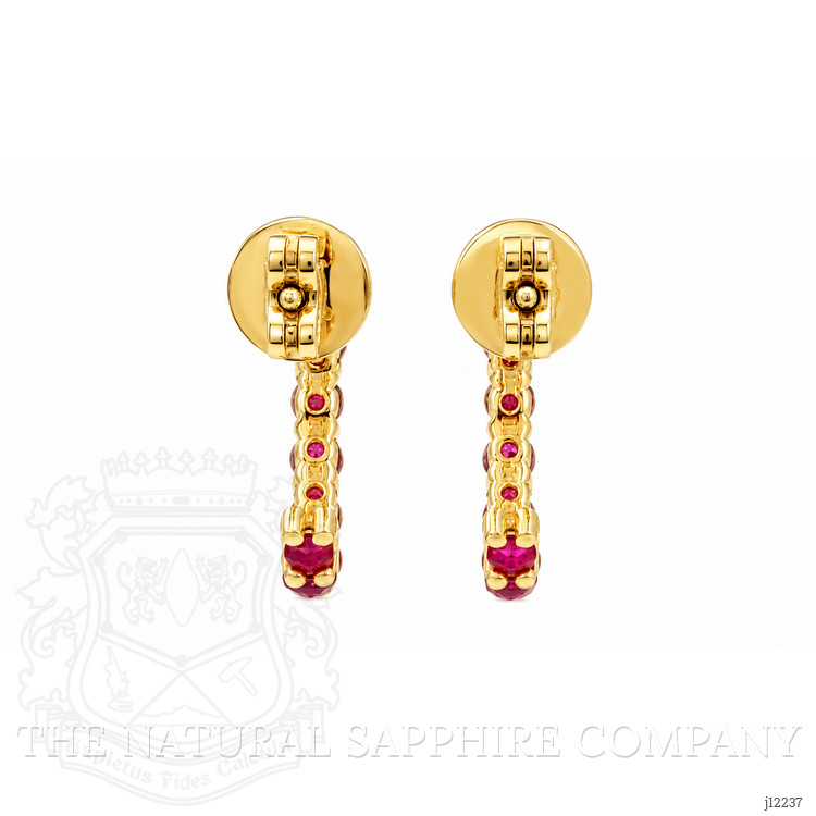 2.30 Ct.Tw. Pinkish Red Ruby Hoops Earrings, 14K Yellow Gold