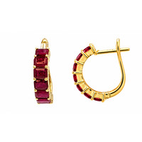 3.50&nbsp;Ct.Tw.Total Carat Weight Ruby Pave Earrings, 14K Yellow Gold Image