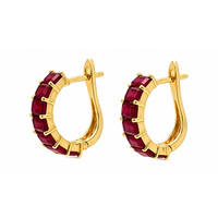 3.50 Ct.Tw.Total Carat Weight Ruby Pave Earrings, 14K Yellow Gold Image