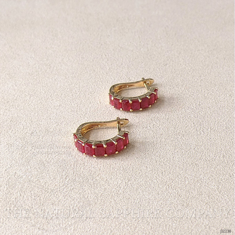 3.50 Ct.Tw. Ruby Pave Earrings, 14K Yellow Gold