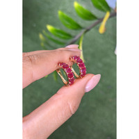 3.50&nbsp;Ct.Tw.Total Carat Weight Ruby Pave Earrings, 14K Yellow Gold Life Style