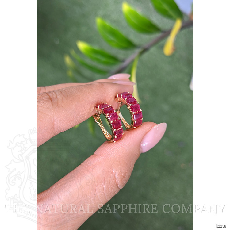 3.50 Ct.Tw. Ruby Pave Earrings, 14K Yellow Gold