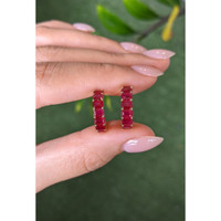 3.50&nbsp;Ct.Tw.Total Carat Weight Ruby Pave Earrings, 14K Yellow Gold Life Style