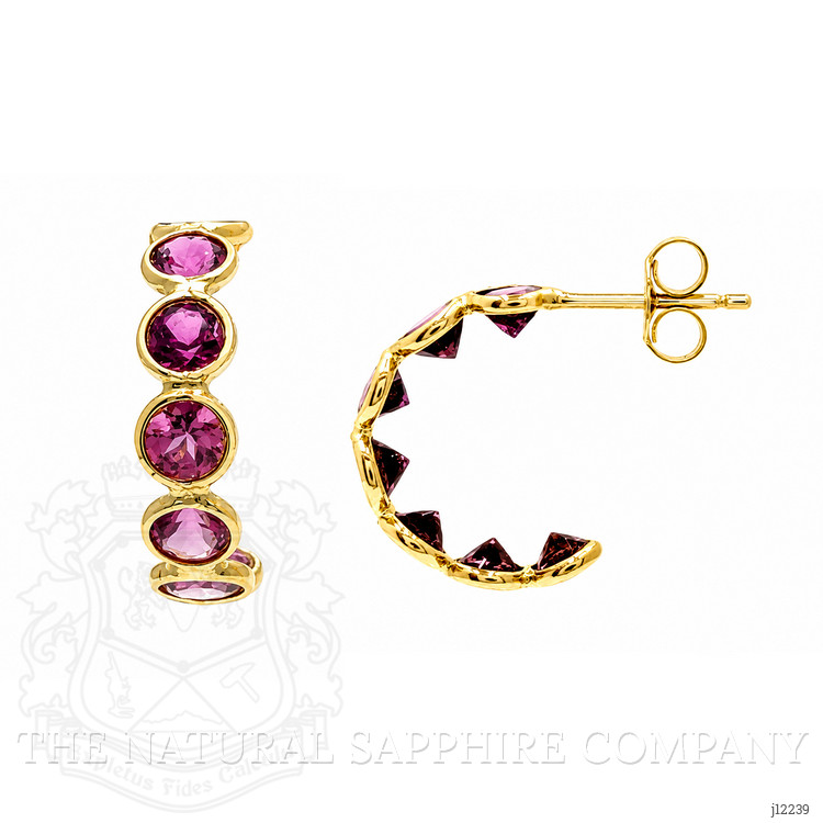 3.85 Ct.Tw. Pink Tourmaline Pave Earrings, 18K Yellow Gold