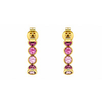 3.85 Ct.Tw.Total Carat Weight Pink Tourmaline Pave Earrings, 18K Yellow Gold Image