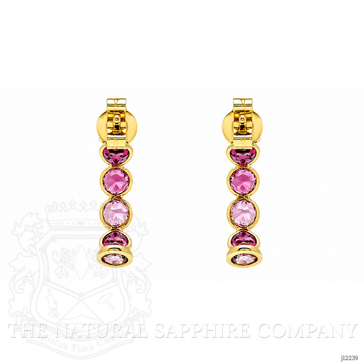 3.85 Ct.Tw. Pink Tourmaline Pave Earrings, 18K Yellow Gold