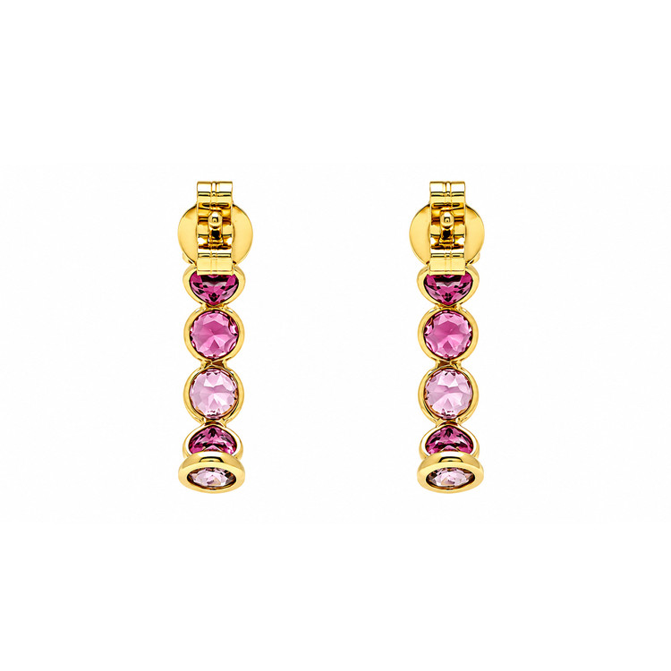 3.85 Ct.Tw. Pink Tourmaline Pave Earrings, 18K Yellow Gold