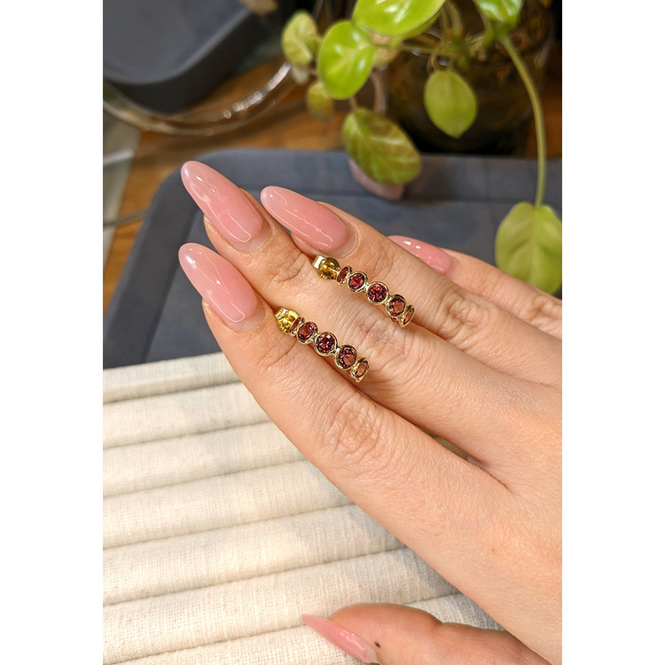 3.85 Ct.Tw. Pink Tourmaline Pave Earrings, 18K Yellow Gold