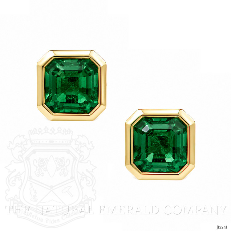 0.54 Ct.Tw. Emerald Studs Earrings, 14K Yellow Gold