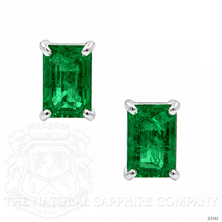 1.71 Ct.Tw. Emerald Studs Earrings, 14K White Gold